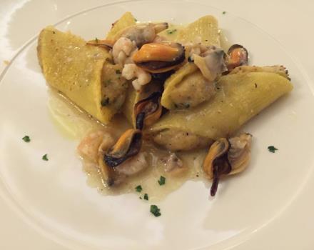 One of our specialties: spars stuffed with seafood sauce