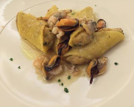One of our specialties: spars stuffed with seafood sauce